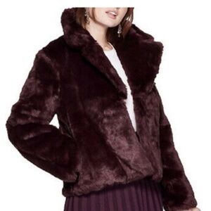 A New Day - Women’s faux fur coat. Rich Burgundy
